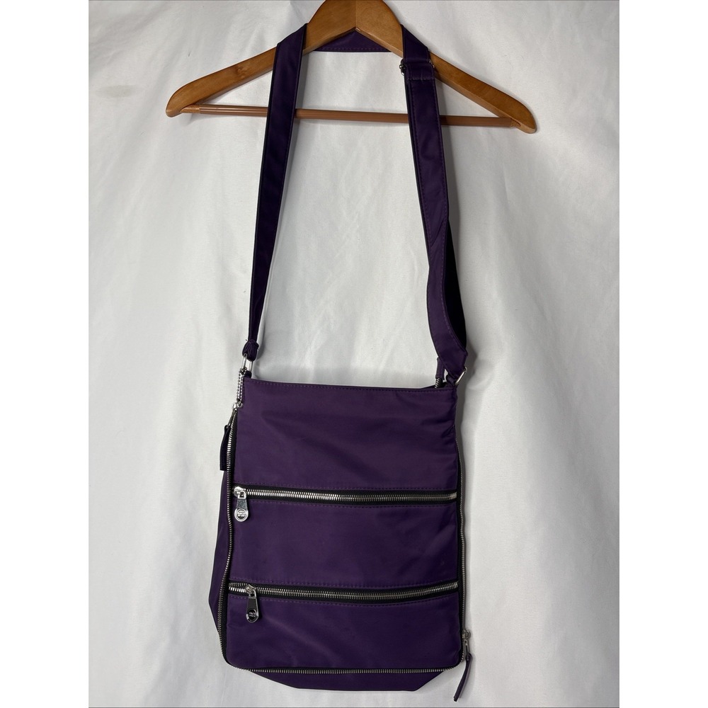 SACS OF LIFE Classic Purple‎ Zip Around Expanding Crossbody Shoulder Bag Travel
